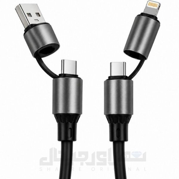 کابل چهار کاره USB Type-C و لایتنینگ و USB مدل Y-TN-1 طول 1 متر